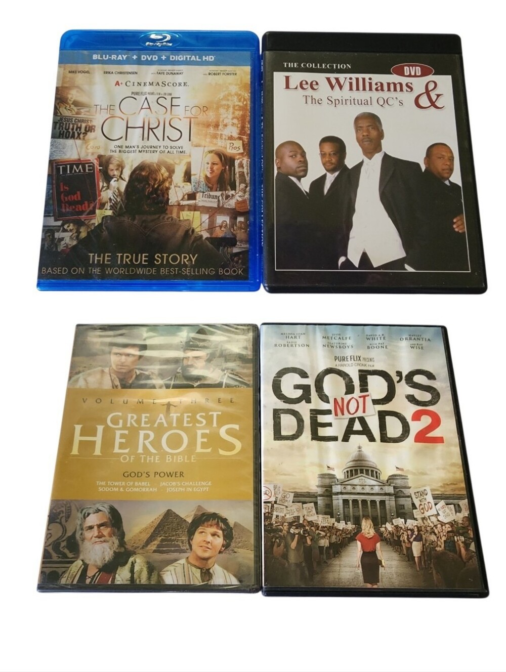 4pc Christian-themed DVDs - Case for Christ, God's Not Dead 2, Etc